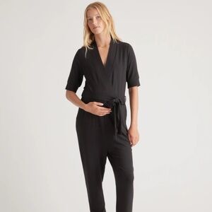 Quince French Terry Modal Maternity and Nursing Wrap Jumpsuit